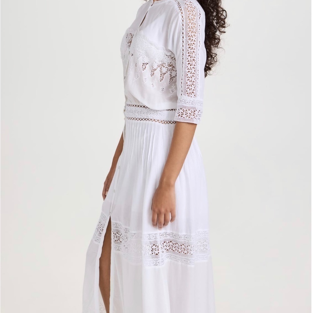 LOVESHACKFANCY Women's Beth Dress, White, L - Picture 4 of 15